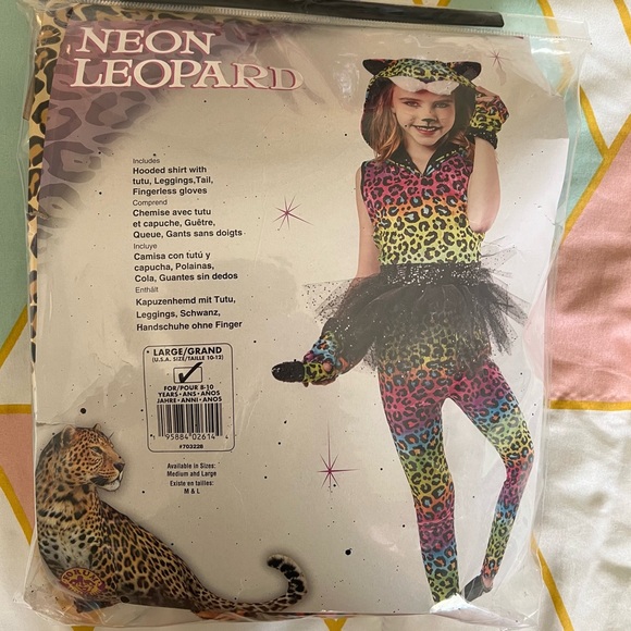 Girls Neon Leopard/Cat Halloween Costume (Large 8-10) - Picture 4 of 5